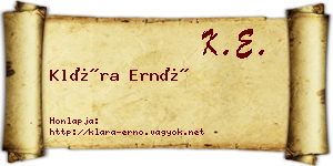 Klára Ernő névjegykártya